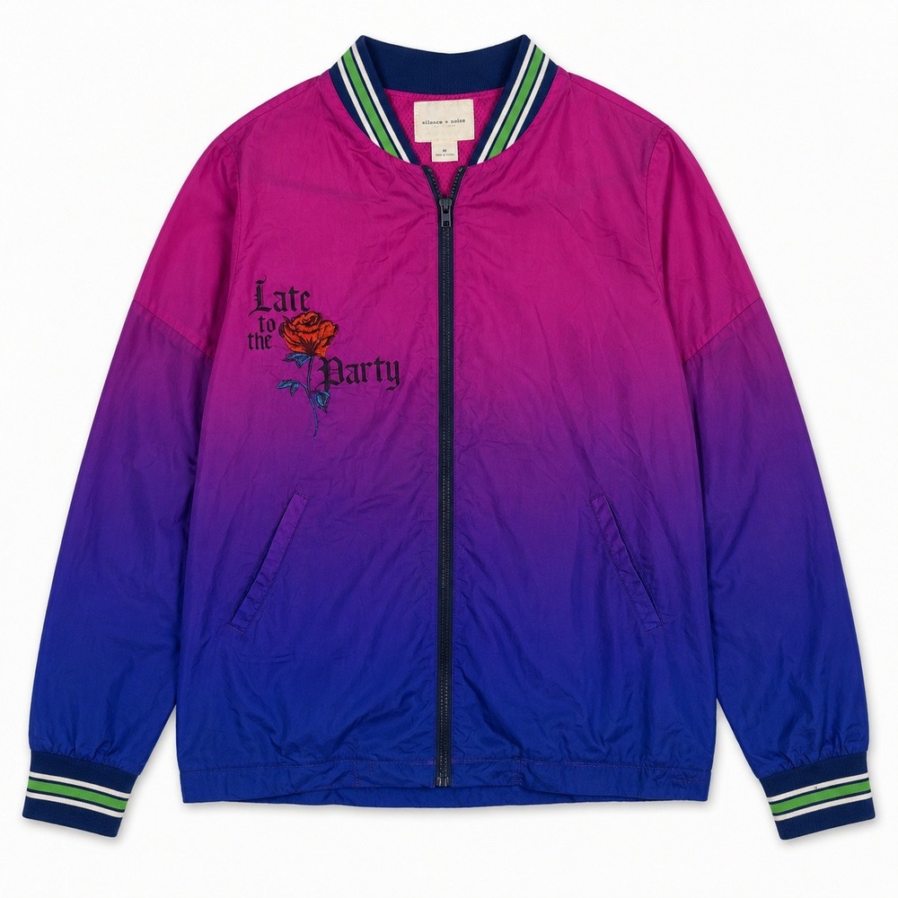 Urban Outfitter Oversized Ombre‎ Windbreaker Bomber Jacket M Dopamine Rainbow